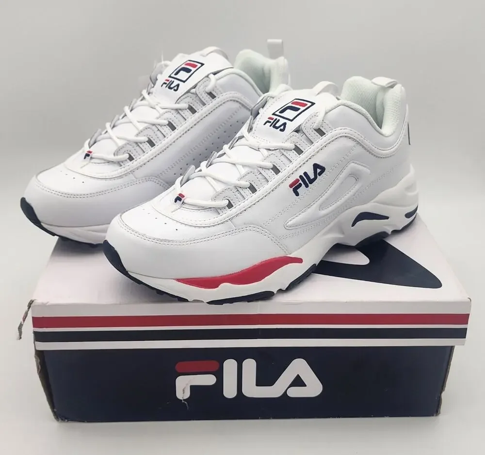 Fila Men's Ray Tracer Sneaker Shoes 1RM00661-125 White/Navy/Red Size US 11